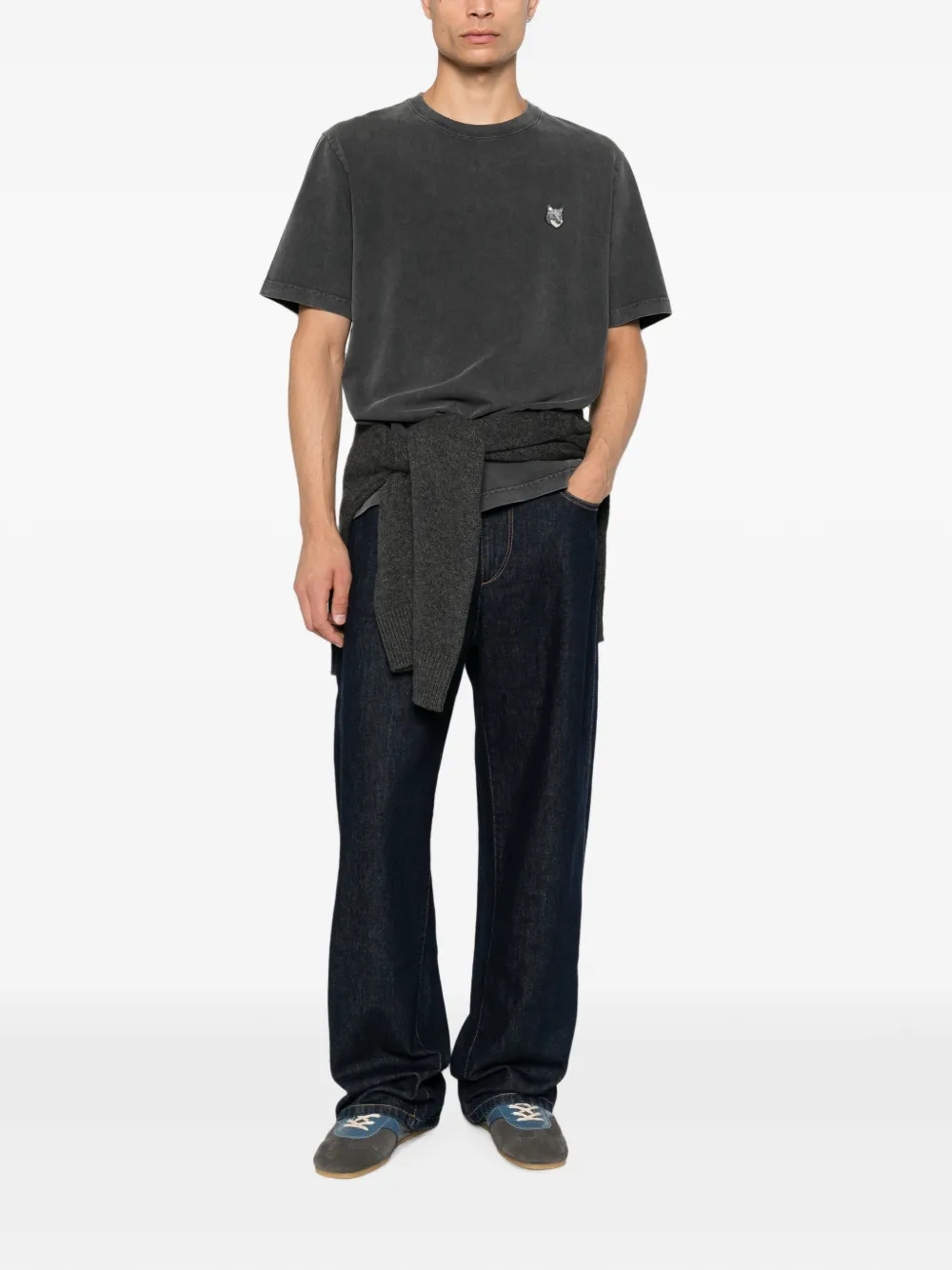 Maison Kitsuné Fox Head T-shirt met vervaagd effect Grijs