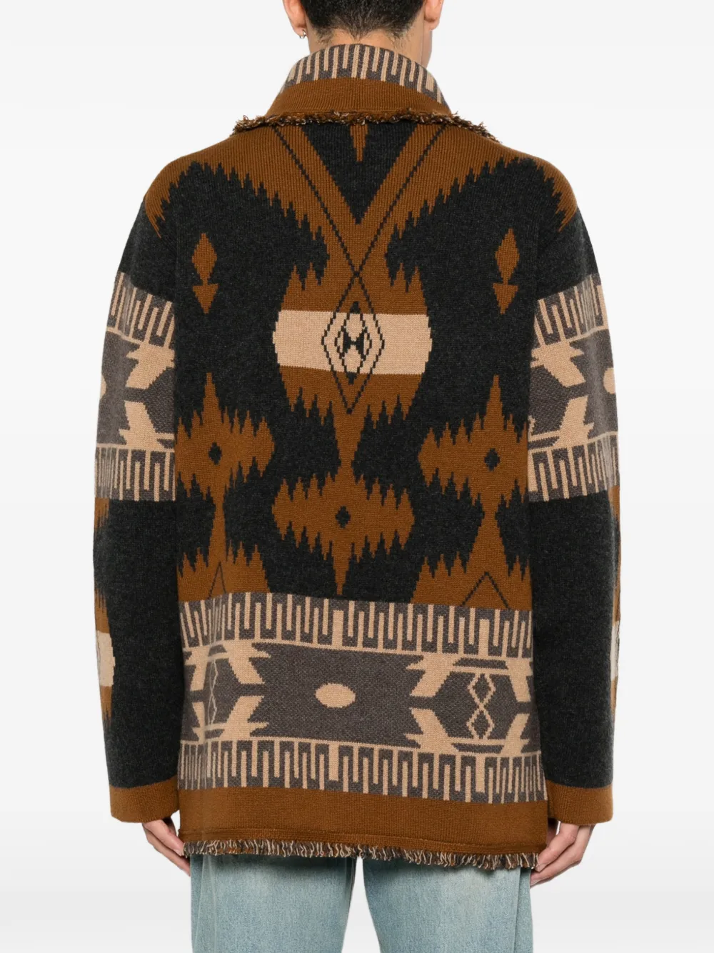 Alanui Gebreid vest met franje en jacquard Grijs