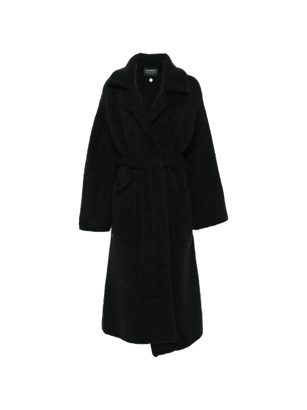 Alanui ribbed-knit belted coat - Nero