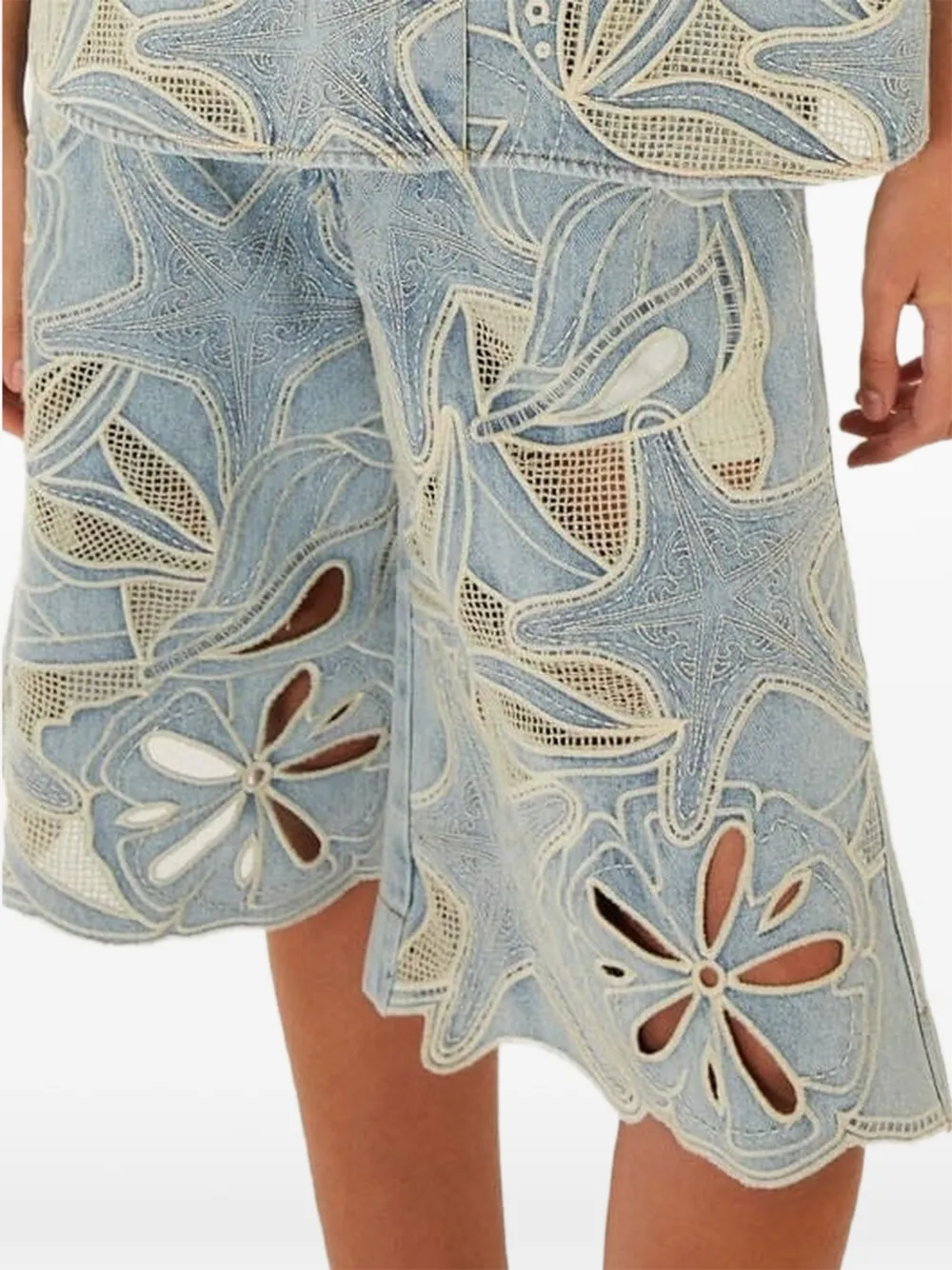 FARM Rio Sea Desire denim bermuda shorts met borduurwerk Blauw
