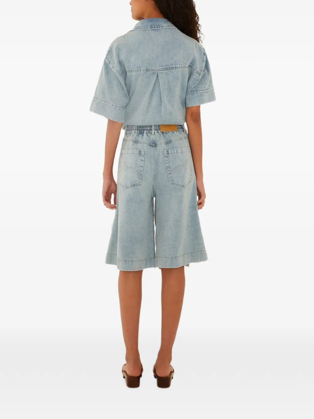 FARM Rio Sea Desire denim bermuda shorts met borduurwerk Blauw
