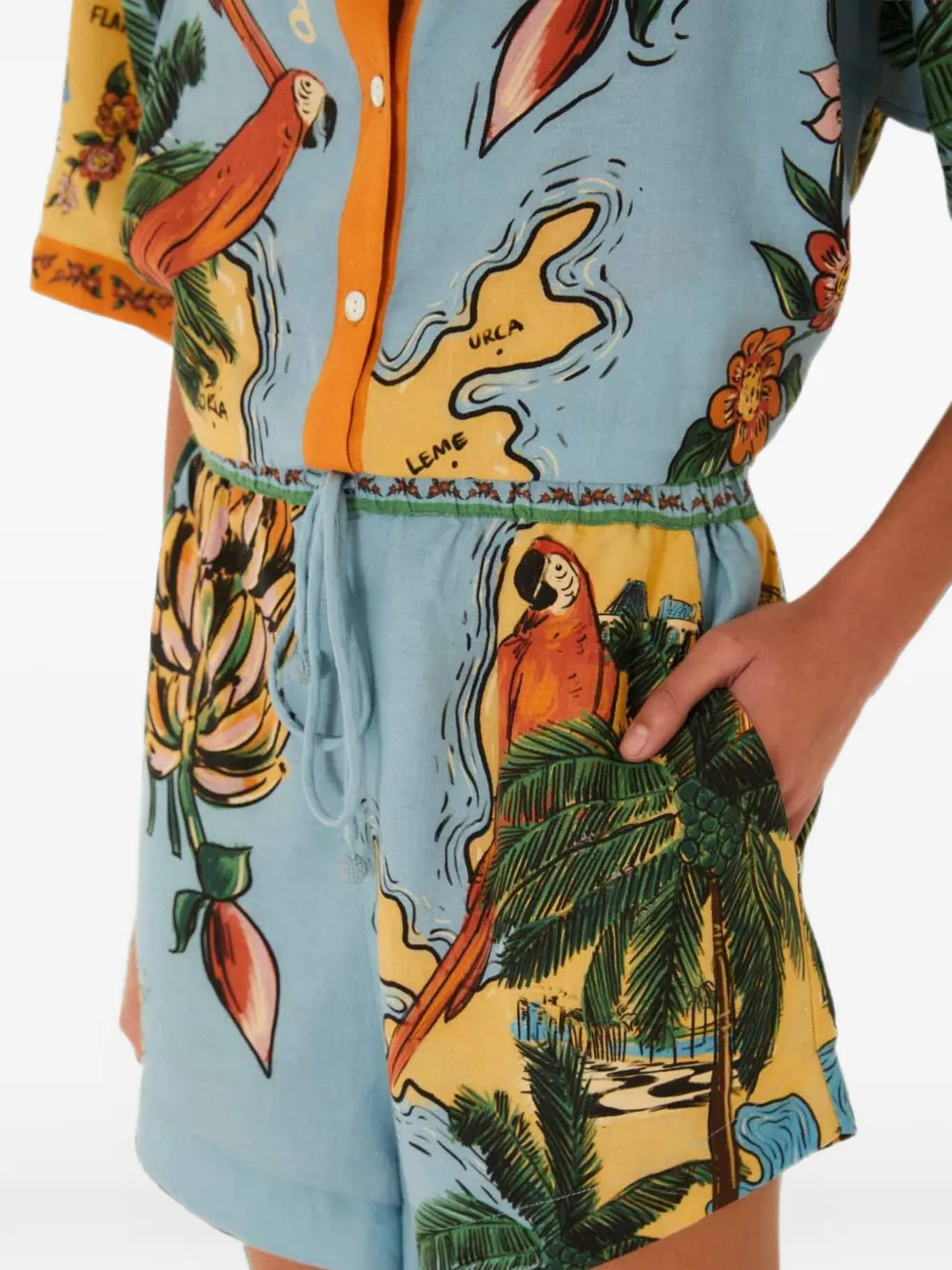 FARM Rio Veelkleurige Beaches Path shorts met trekkoord Blauw