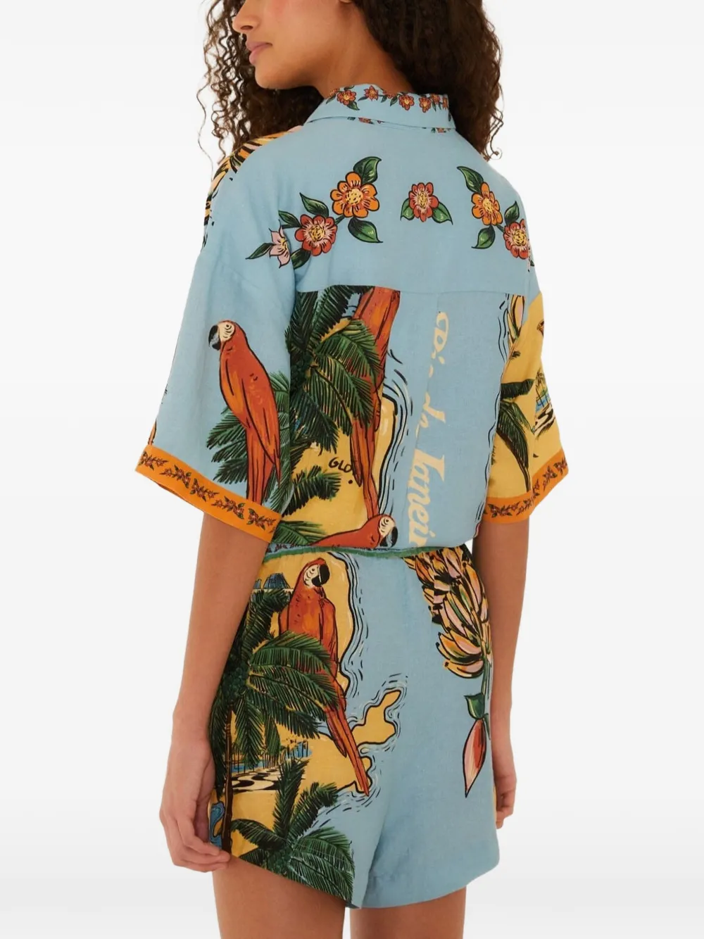 FARM Rio Veelkleurige Beaches Path shorts met trekkoord Blauw