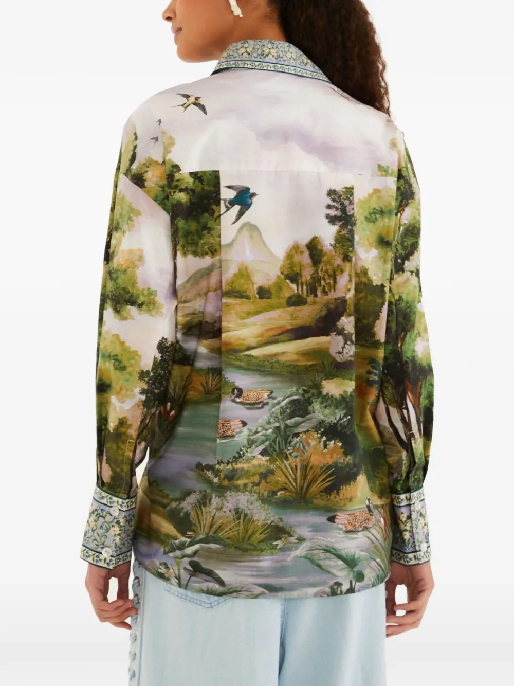 FARM Rio Veelkleurige blouse met knopen Groen