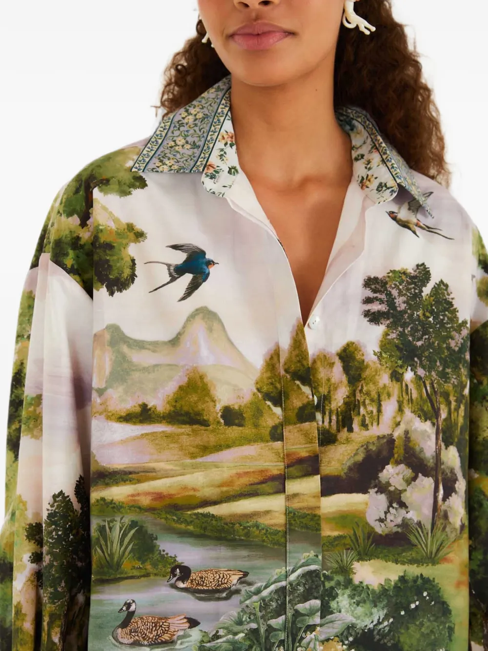 FARM Rio Veelkleurige blouse met knopen Groen