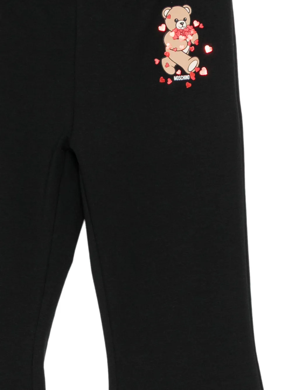 Moschino Kids Teddy Bear-print flared trousers Zwart