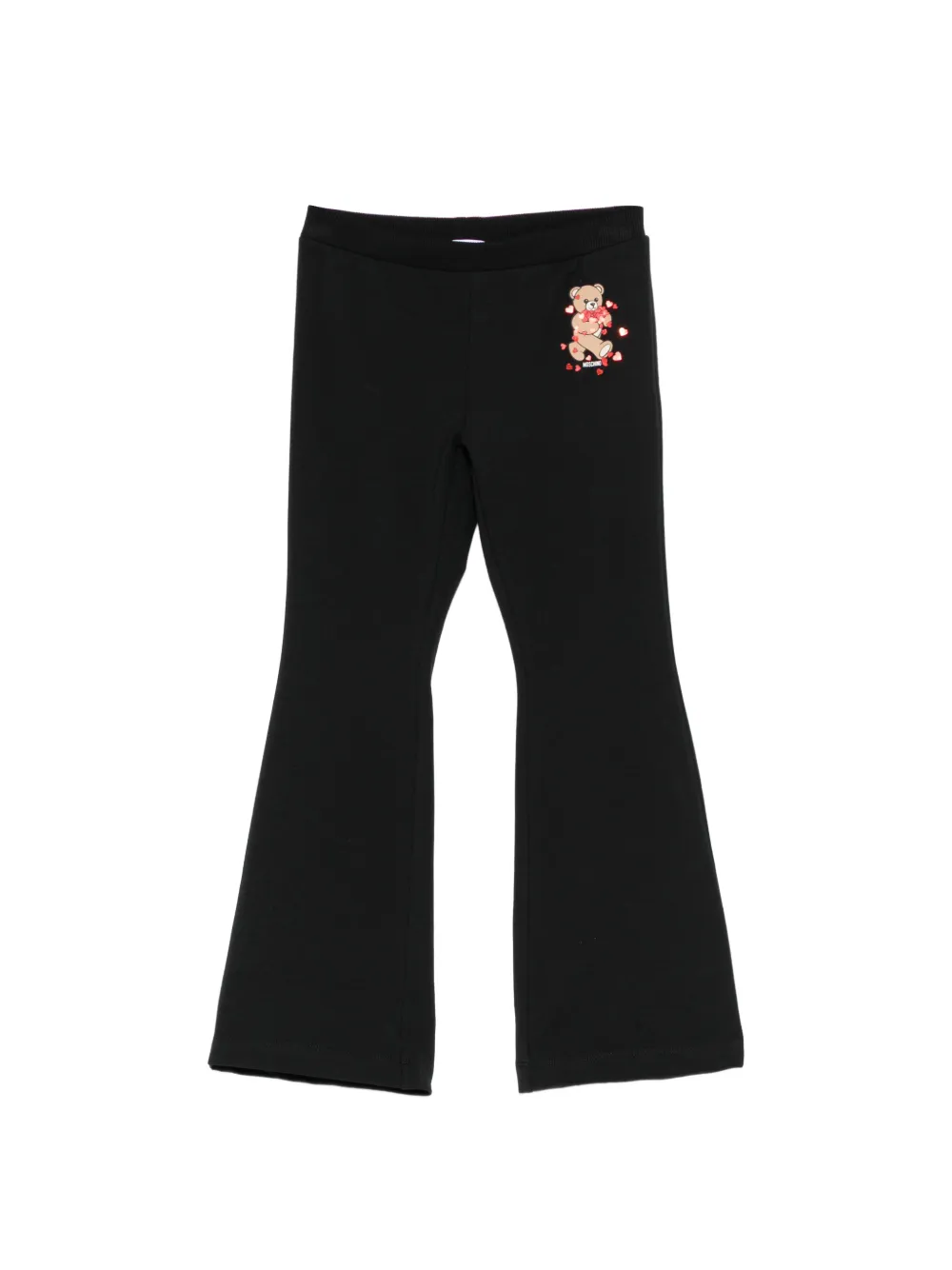 Moschino Kids Teddy Bear-print flared trousers - Nero