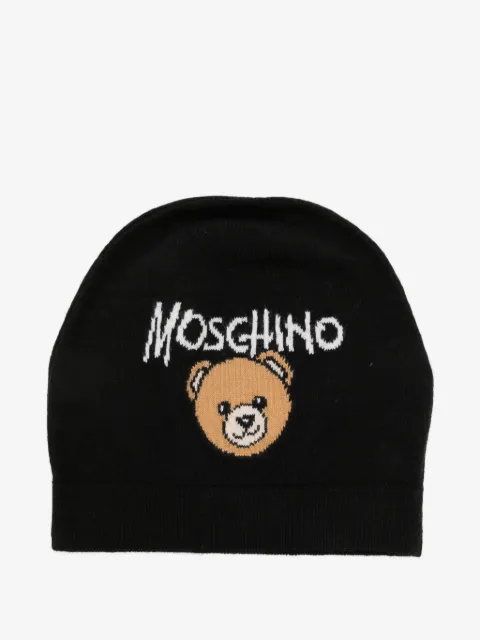 Moschino Kids Teddy Bear intarsia-knit beanie hat