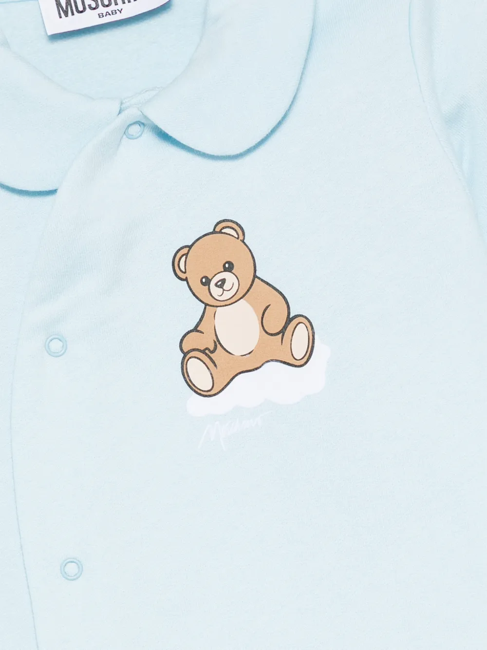 Moschino Kids Twee romperset met teddybeer-print Blauw