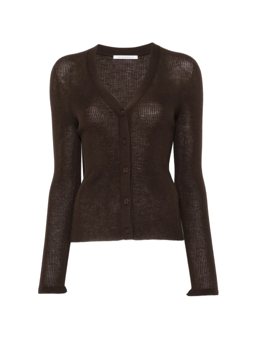 Cecilie Bahnsen ribbed V-neck cardigan - Braun