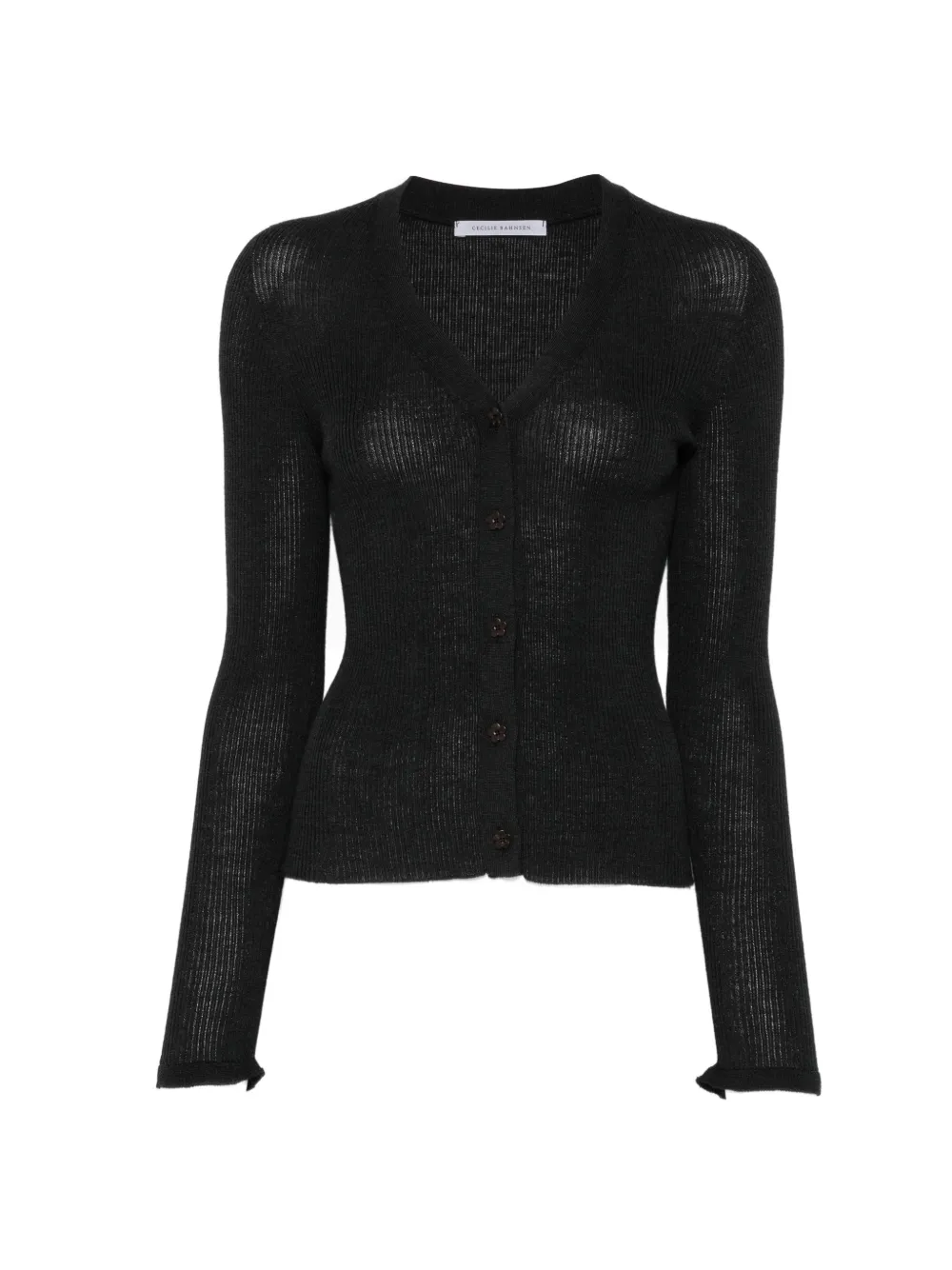 Cecilie Bahnsen ribbed-knit V-neck cardigan - Schwarz