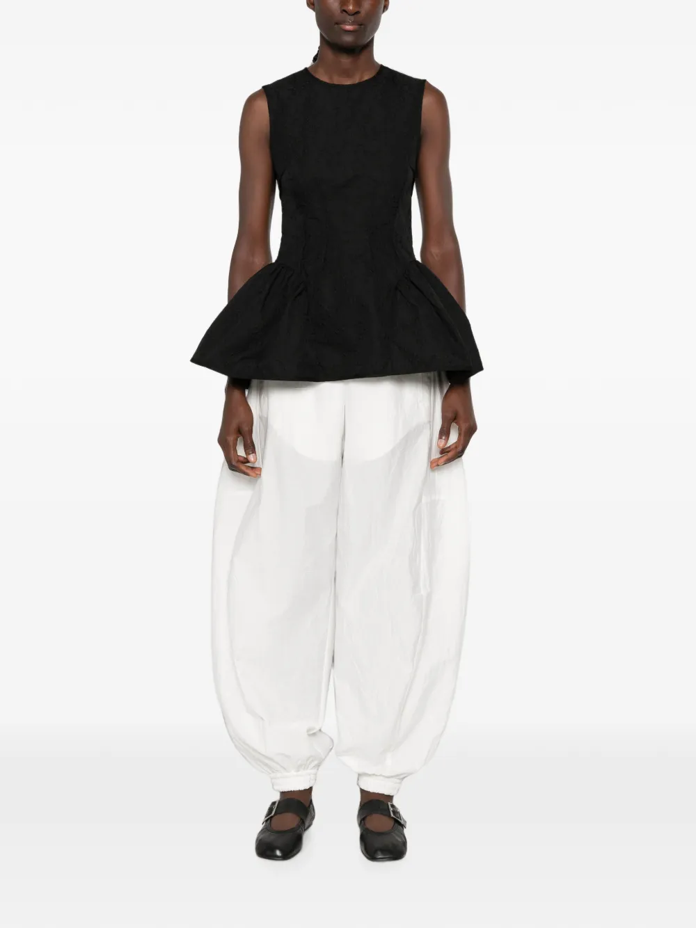 Cecilie Bahnsen Peplum top met cloqué-effect Zwart