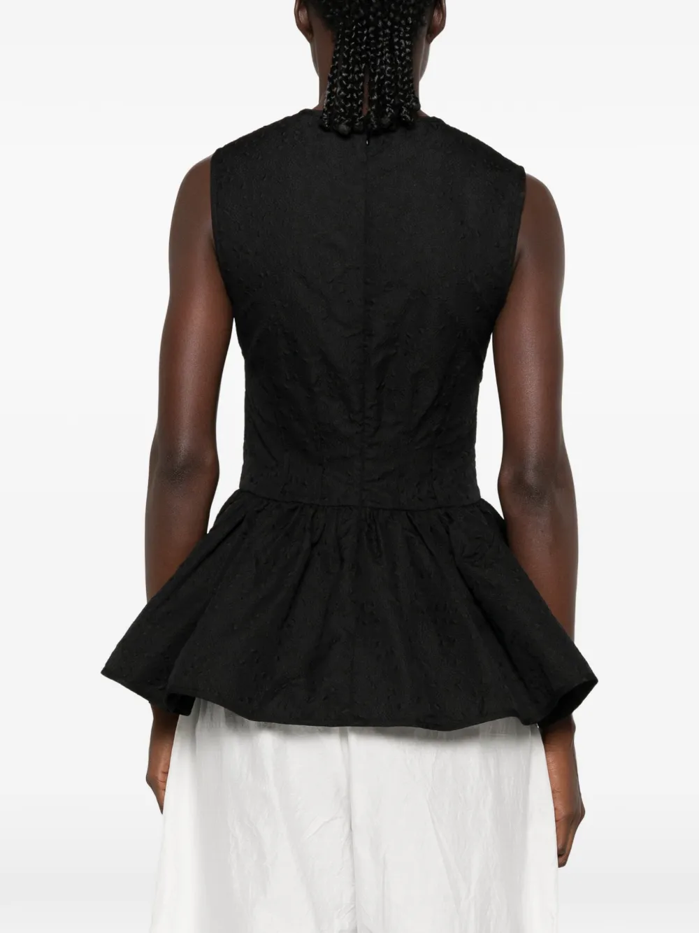 Cecilie Bahnsen Peplum top met cloqué-effect Zwart