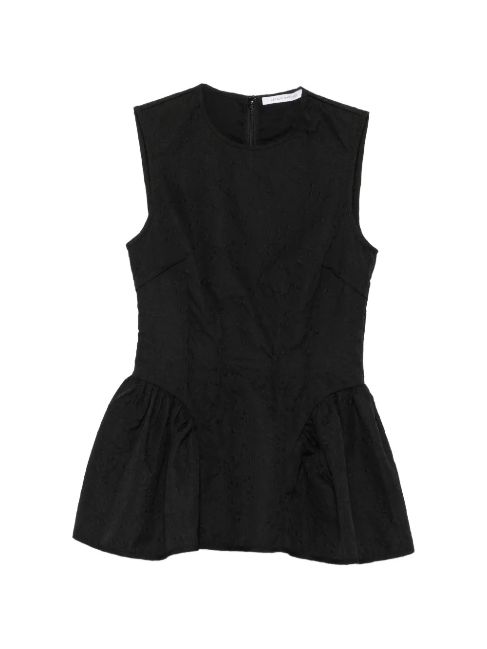 Cecilie Bahnsen cloqué-effect peplum top - Black