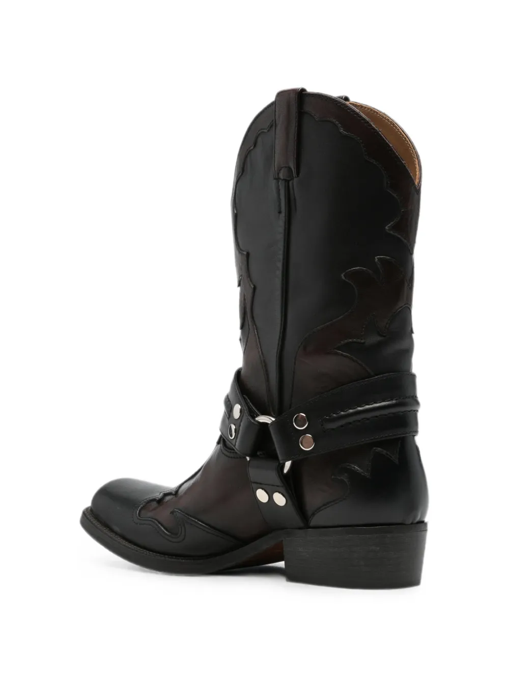 Versace harness-detail embroidered boots Zwart