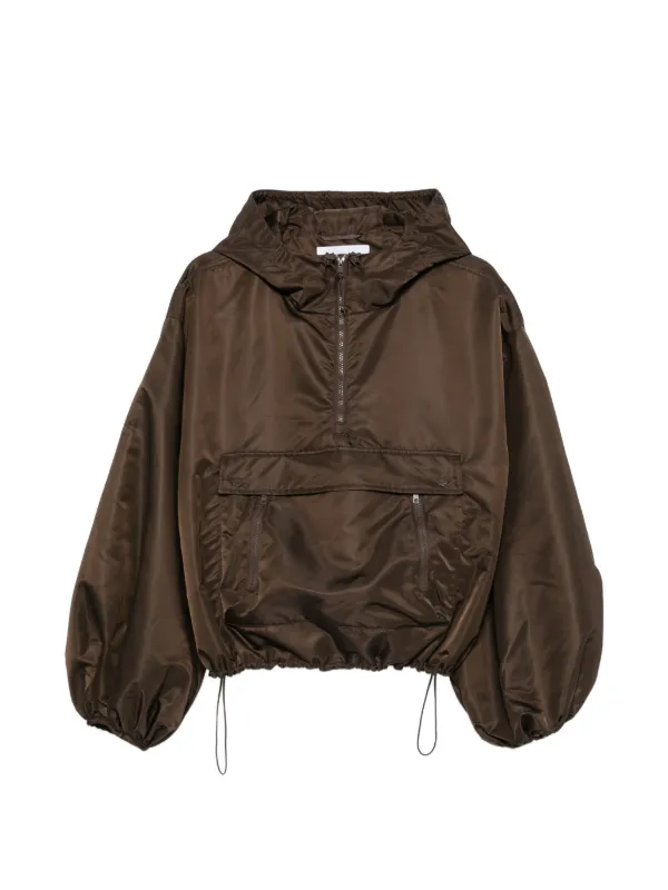 Cecilie Bahnsen Hooded Balloon-sleeve Jacket in Brown