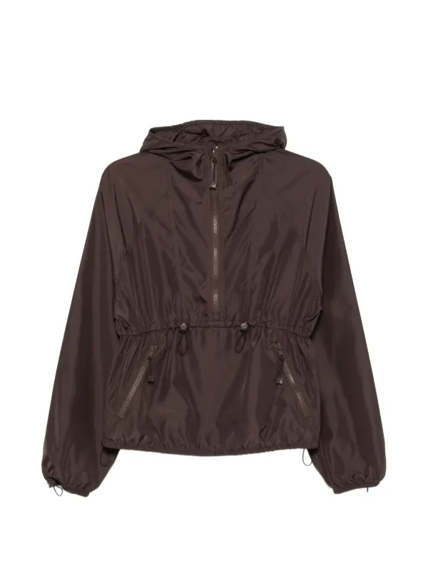 Cecilie Bahnsen Hooded Drawstring Jacket in Brown
