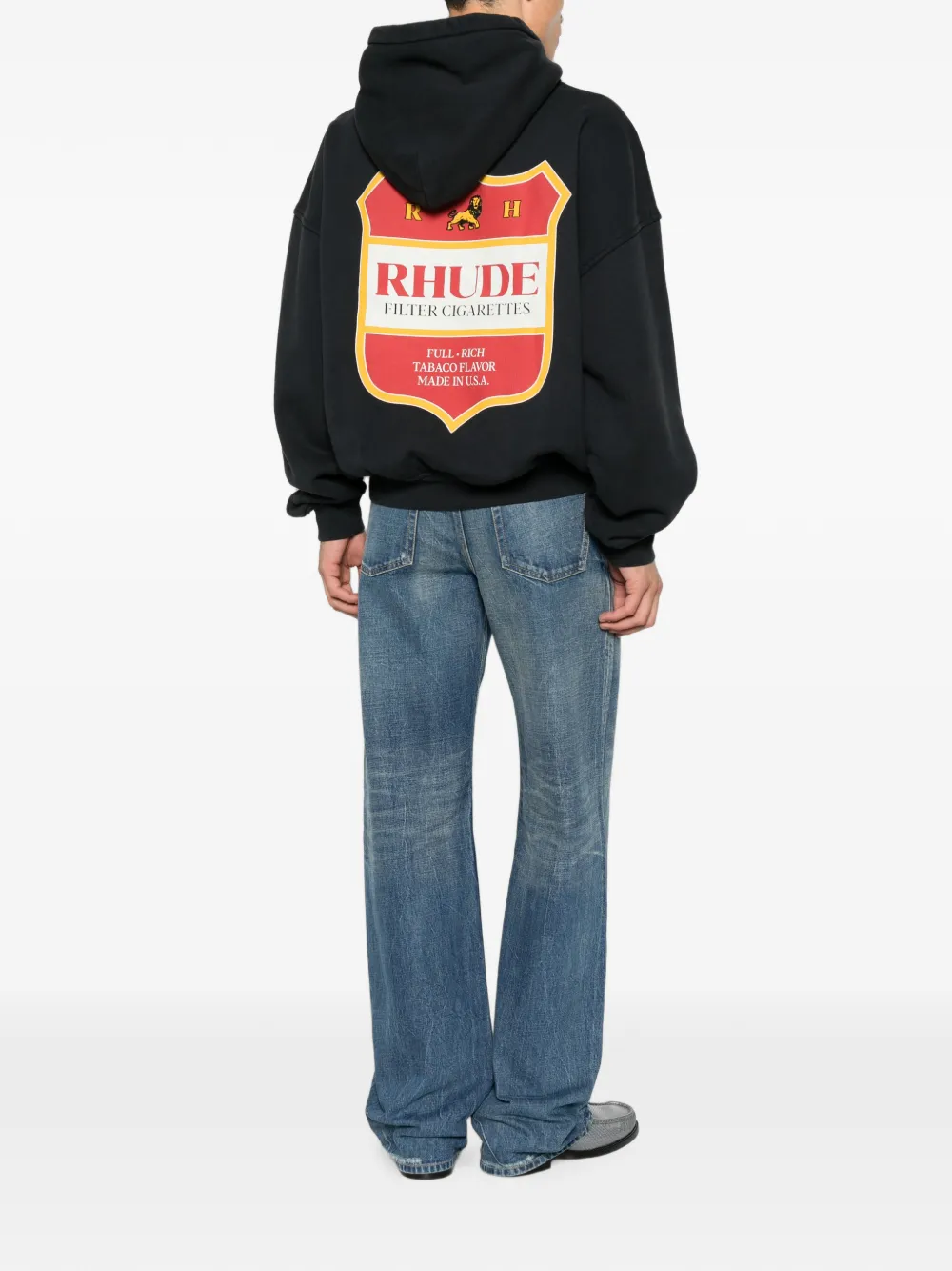 RHUDE Hoodie met buidelzak en wapenschild-print Zwart