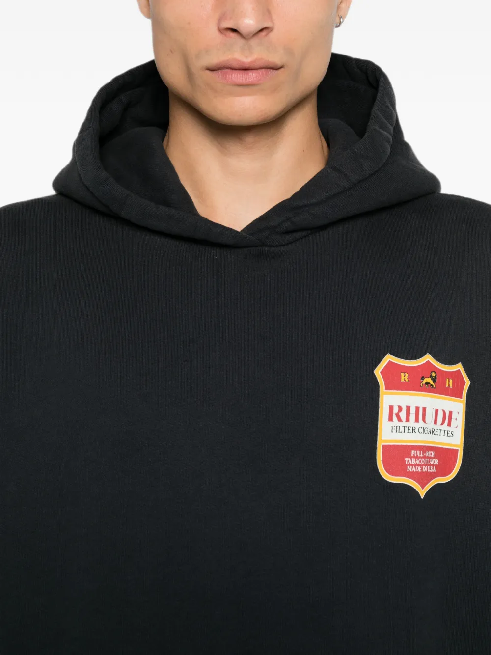 RHUDE Hoodie met buidelzak en wapenschild-print Zwart
