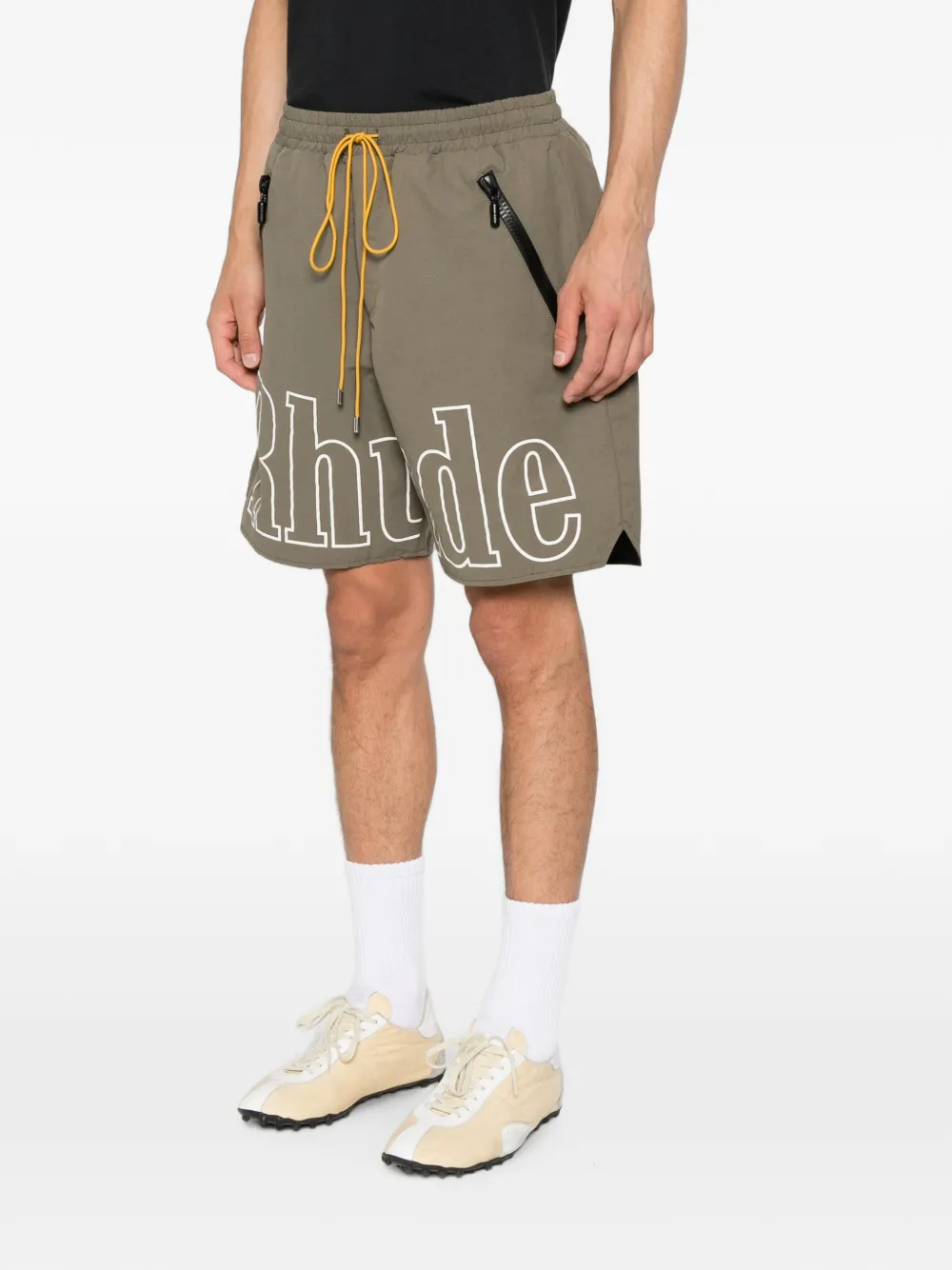 RHUDE Shorts met logoprint Groen