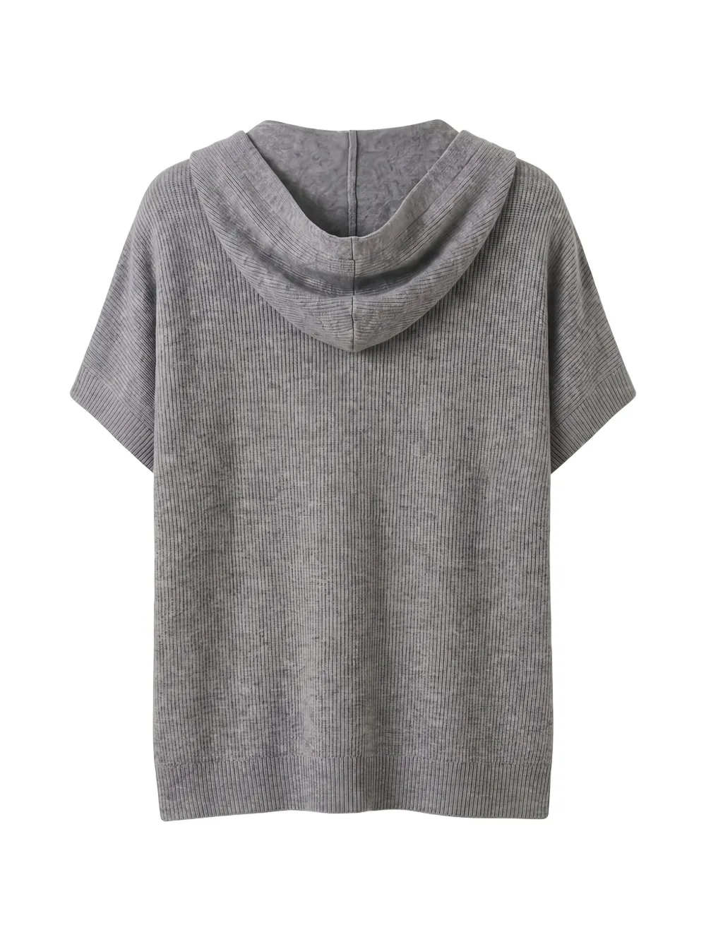 Peserico ribbed-knit short-sleeve hoodie Grijs