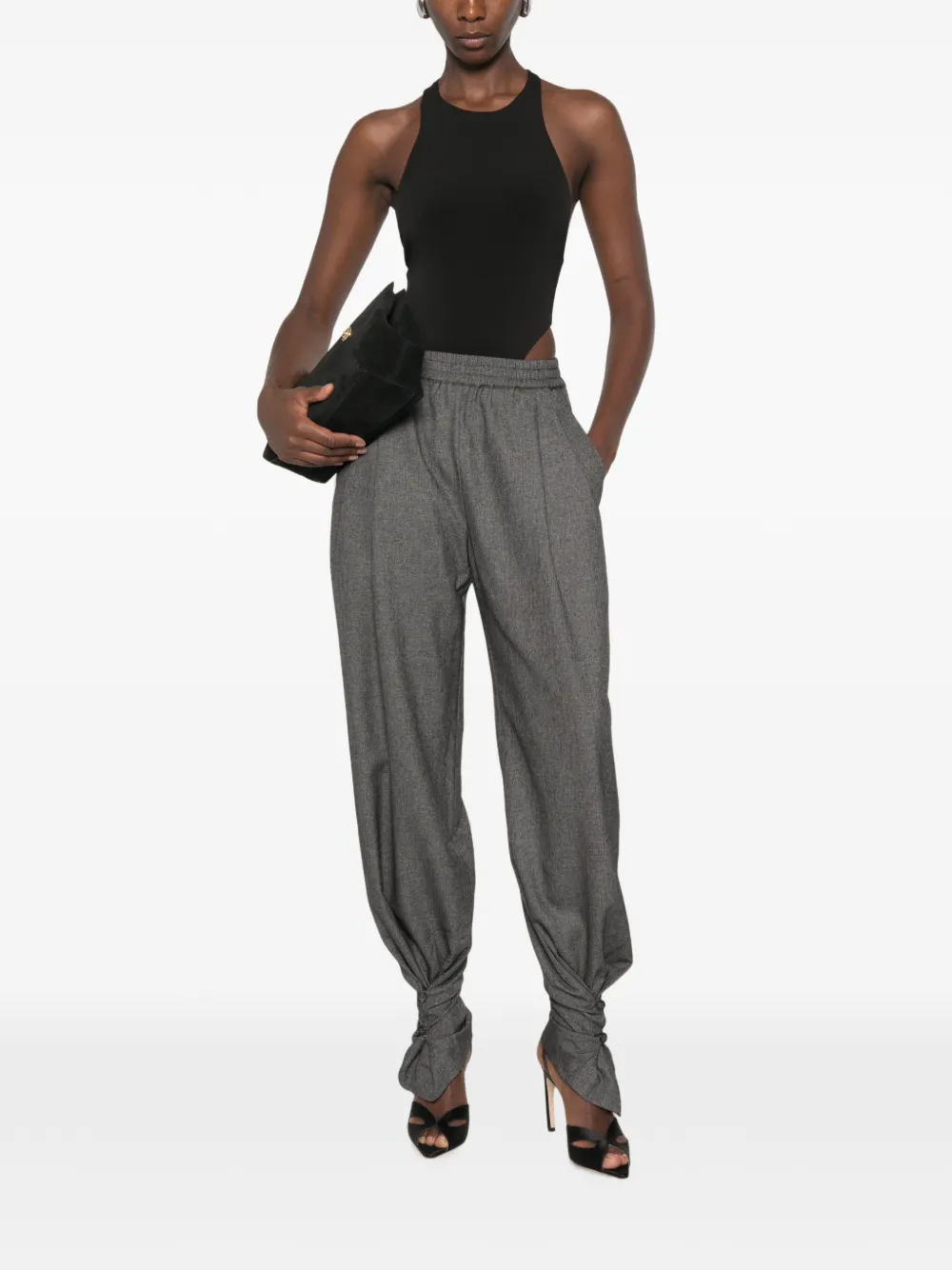 THE ANDAMANE Broek met elastische taille en manchetten met knopen Grijs