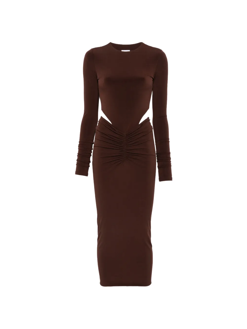 THE ANDAMANE Heloise cut-out ruched midi dress - Marrone