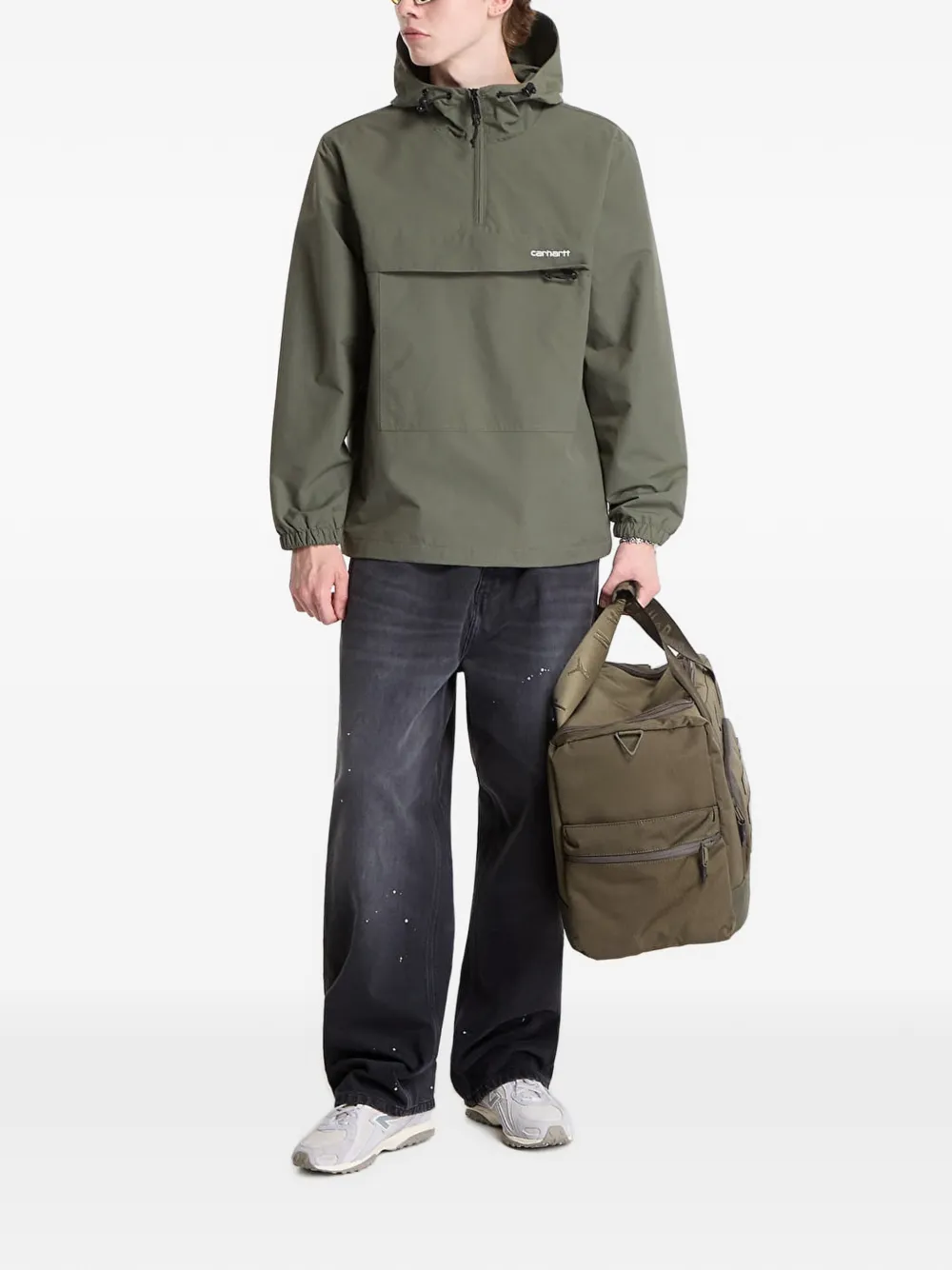 Carhartt WIP logo-print hooded windbreaker - Verde