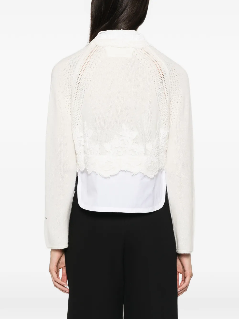 Ermanno Scervino lace-trimmed open-knit Beige