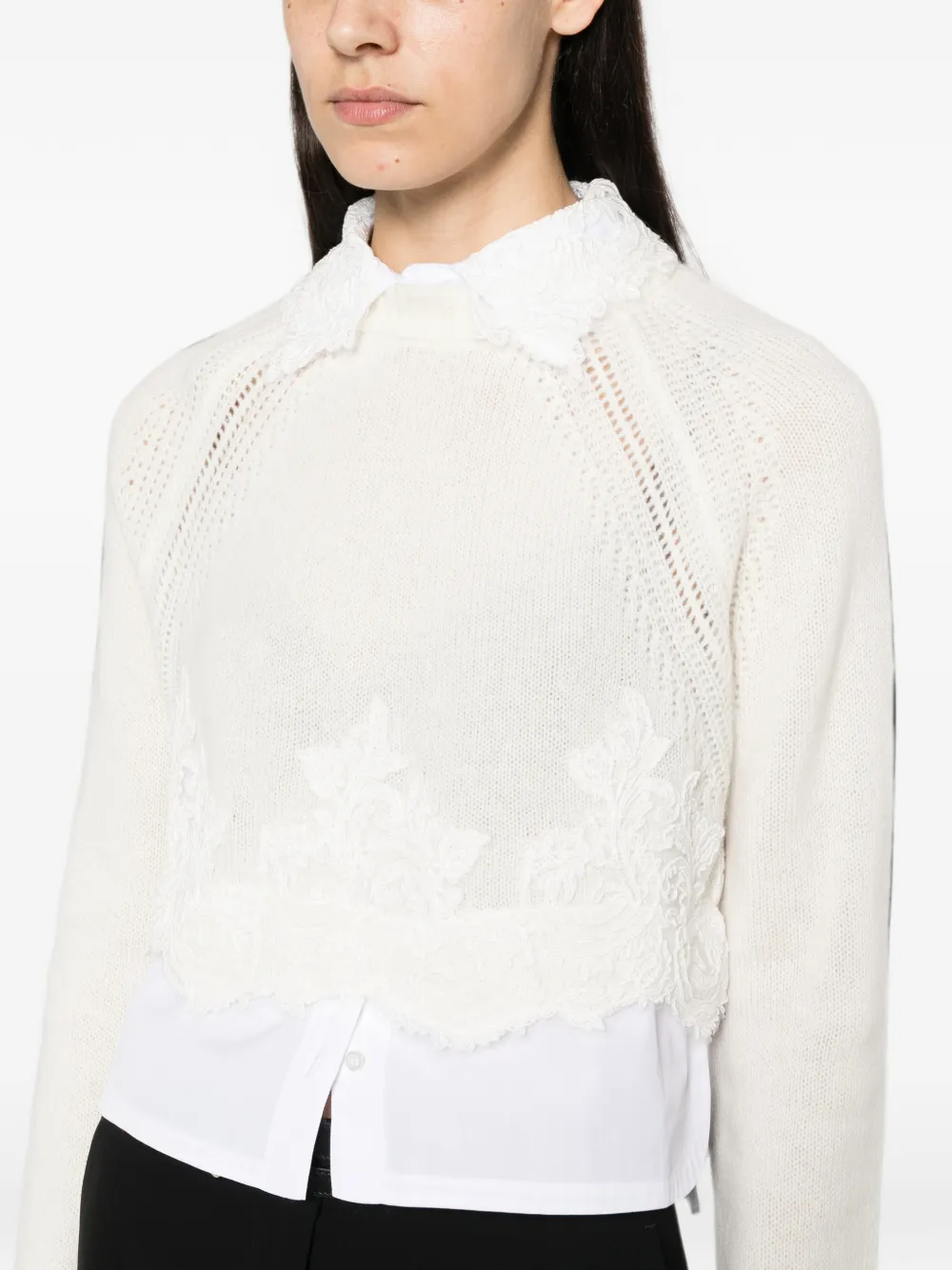 Ermanno Scervino lace-trimmed open-knit Beige