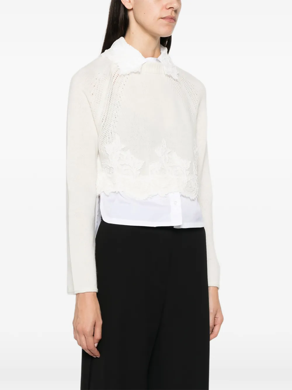 Ermanno Scervino lace-trimmed open-knit Beige
