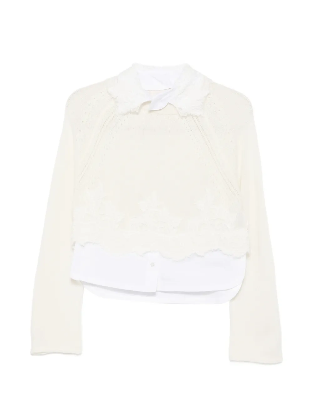 Ermanno Scervino lace-trimmed open-knit - Neutrals