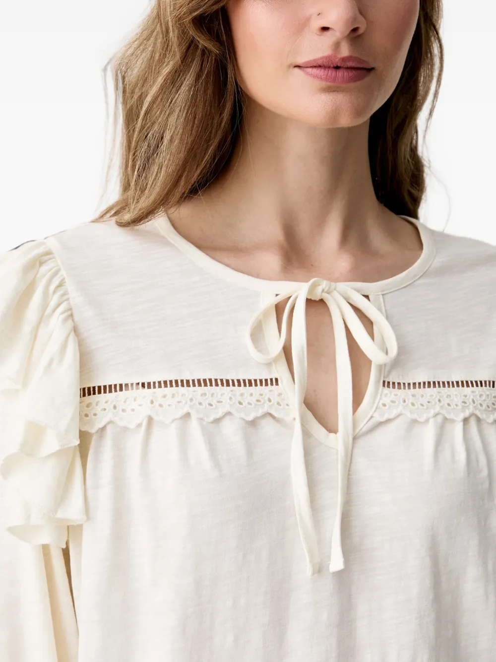 Barbour Carleen katoenenblouse met ruches Beige