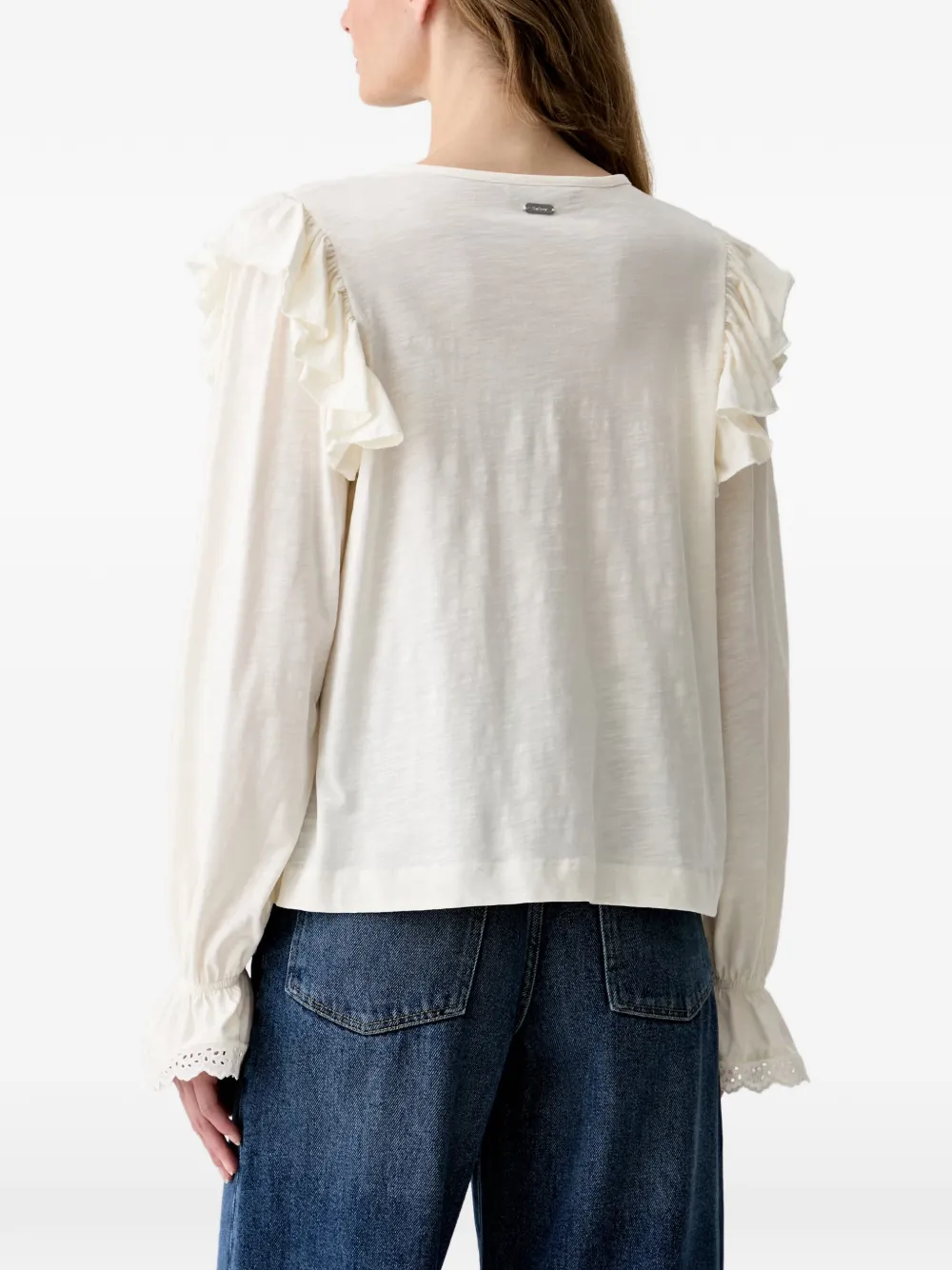 Barbour Carleen katoenenblouse met ruches Beige