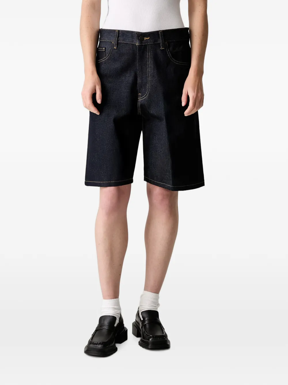Carhartt WIP logo-patch denim shorts - Blu