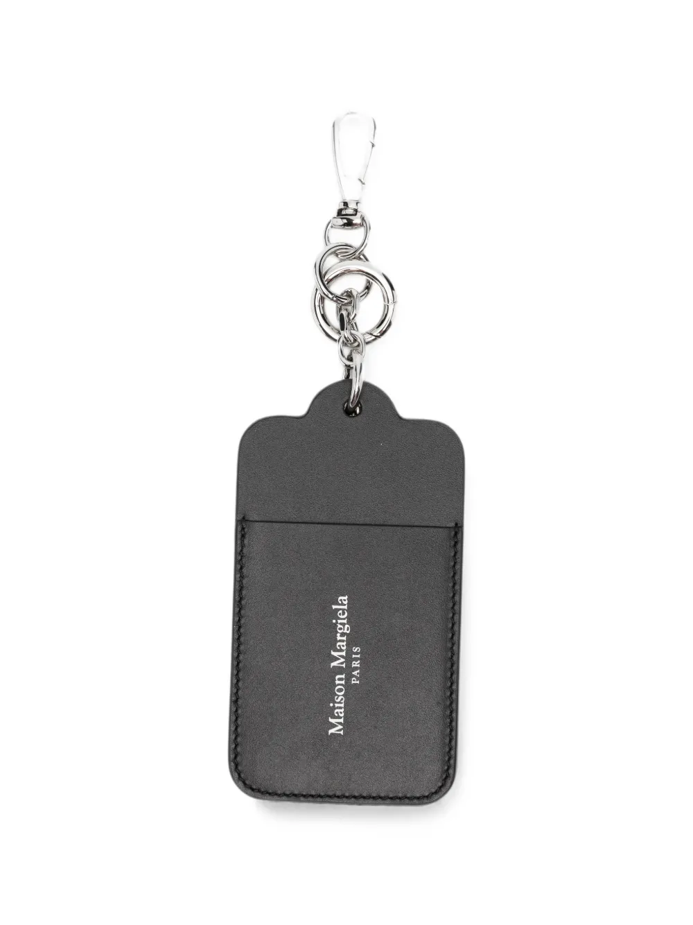 Maison Margiela Logo-print Leather Keyring In Black