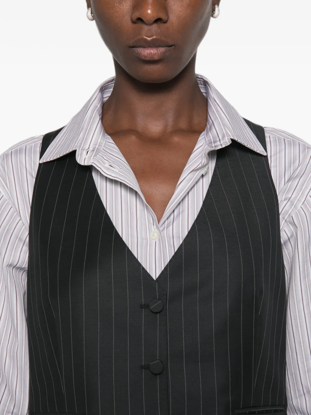 TOM FORD Gilet met krijtstreep Zwart