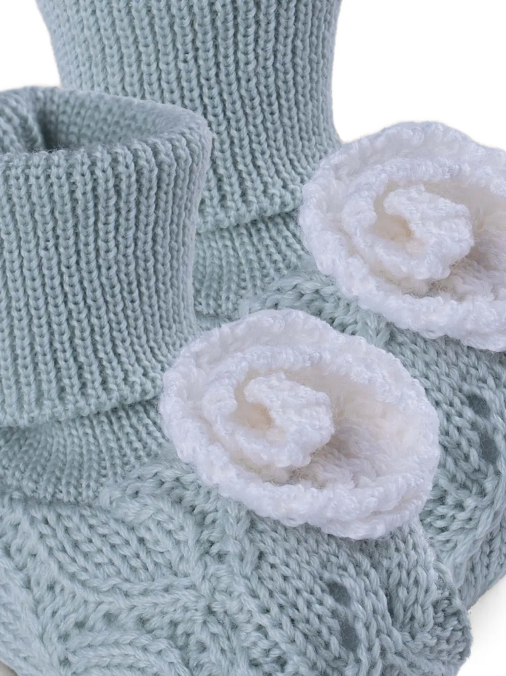 MARLU' couture cable-knit floral-detail slippers Groen