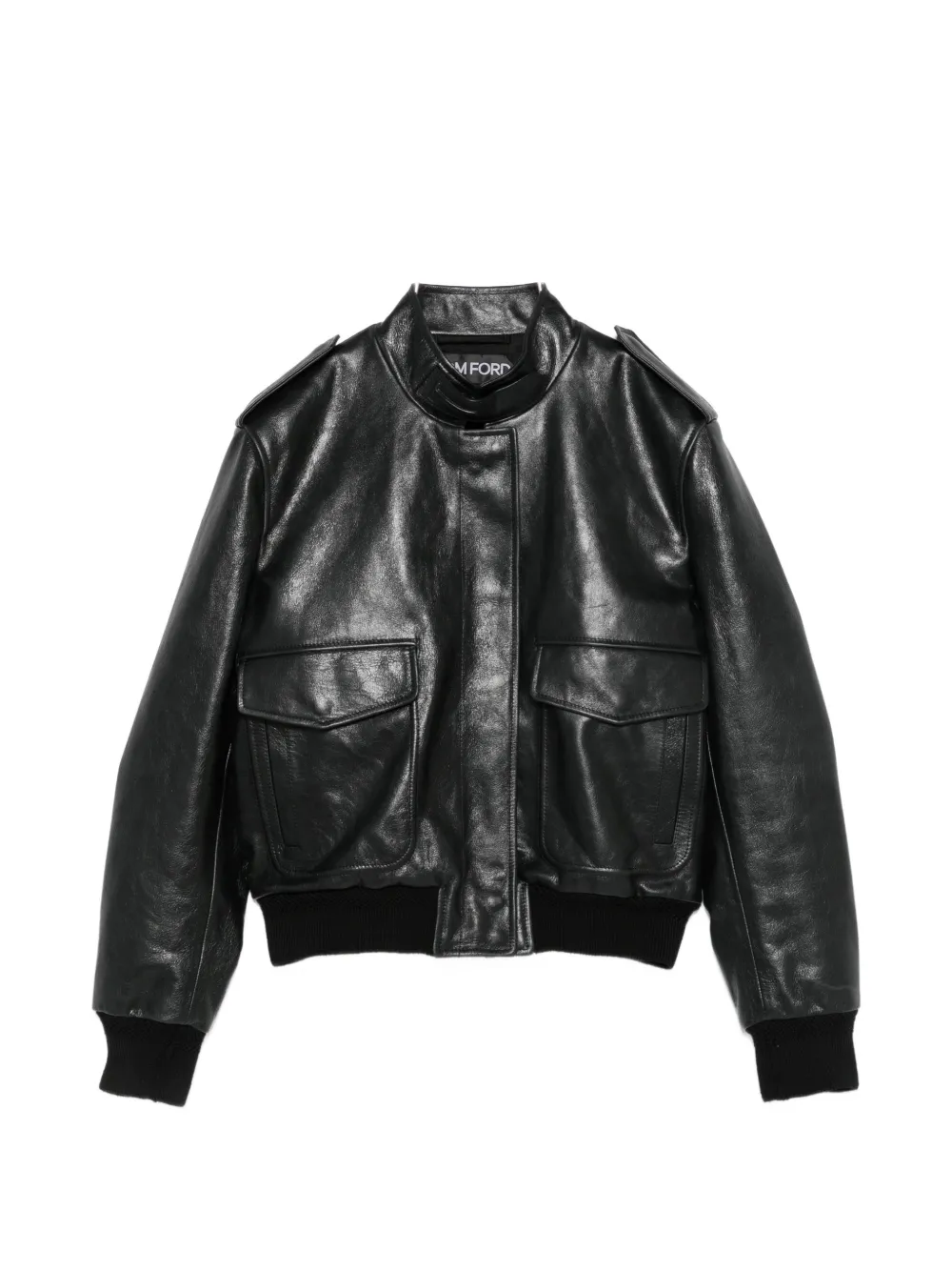 TOM FORD epaulette-detail leather jacket - Black