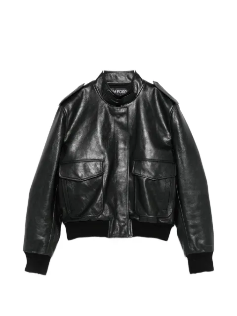 TOM FORD epaulette-detail leather jacket