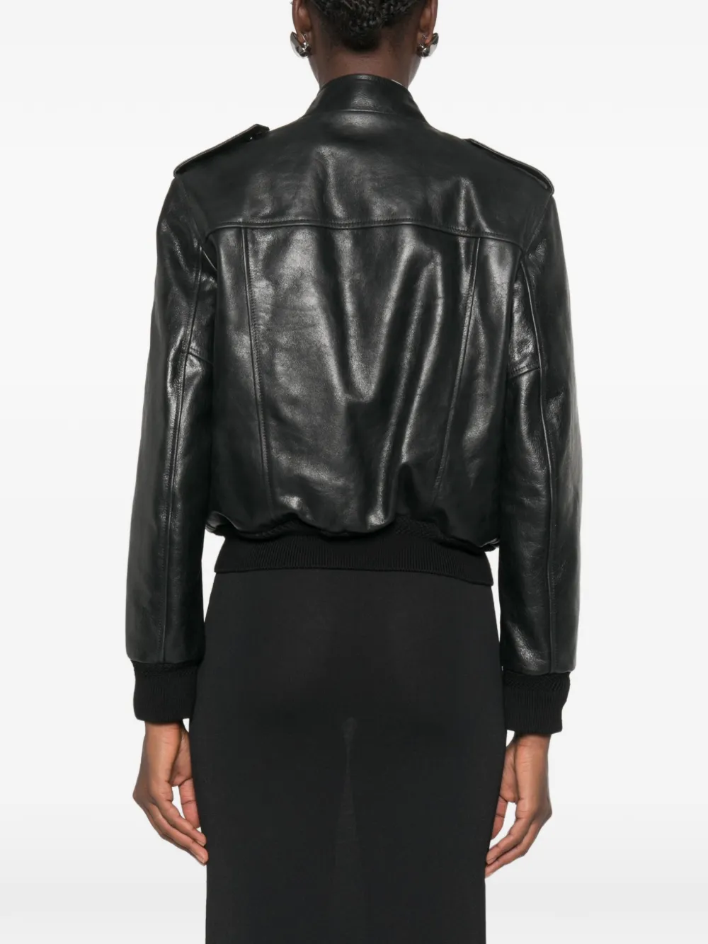 TOM FORD epaulette-detail leather jacket Zwart