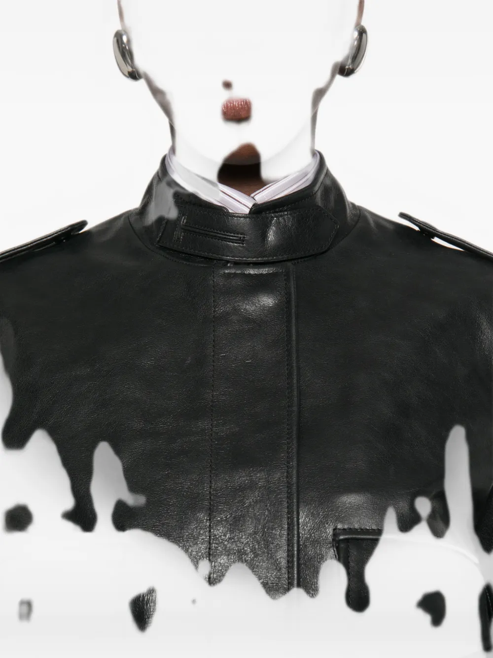 TOM FORD epaulette-detail leather jacket Zwart