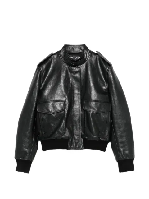 TOM FORD epaulette-detail leather jacket
