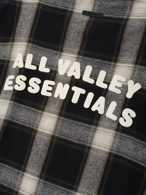 FEAR OF GOD ESSENTIALS plaid-check logo-print Shirt | Black | FARFETCH