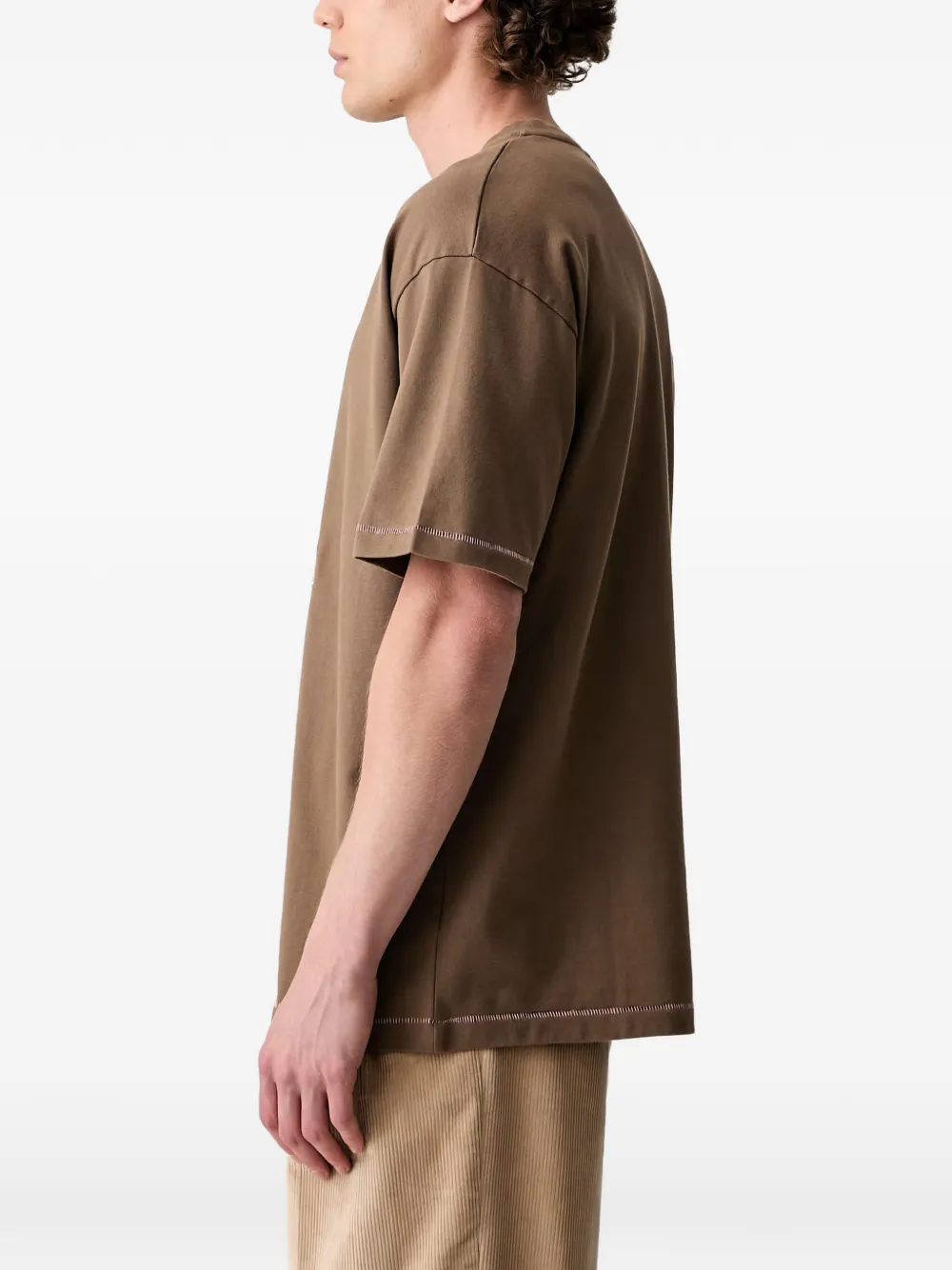 Drôle De Monsieur Iris T-shirt met borduurwerk en logo-patch Bruin