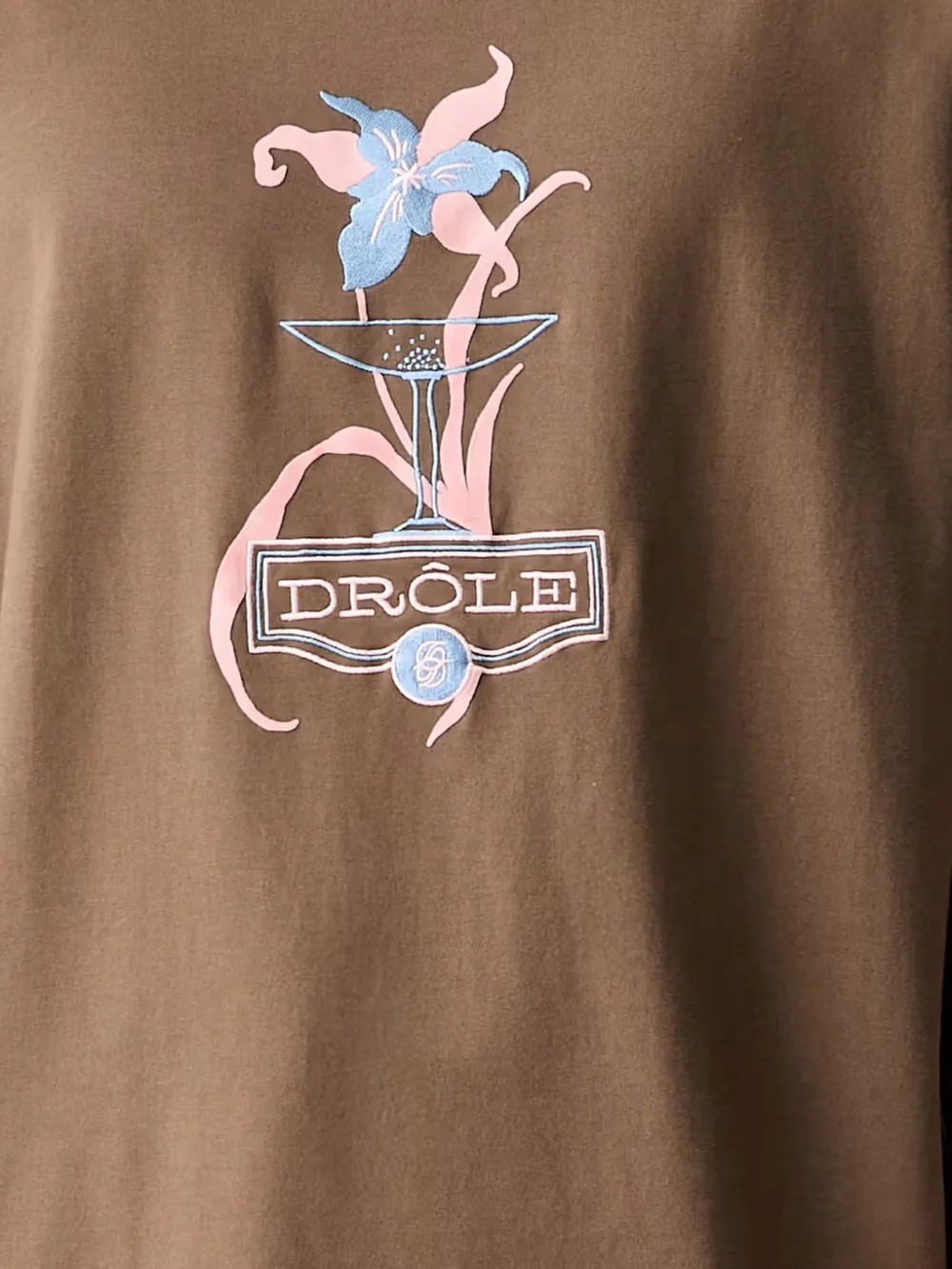 Drôle De Monsieur Iris T-shirt met borduurwerk en logo-patch Bruin