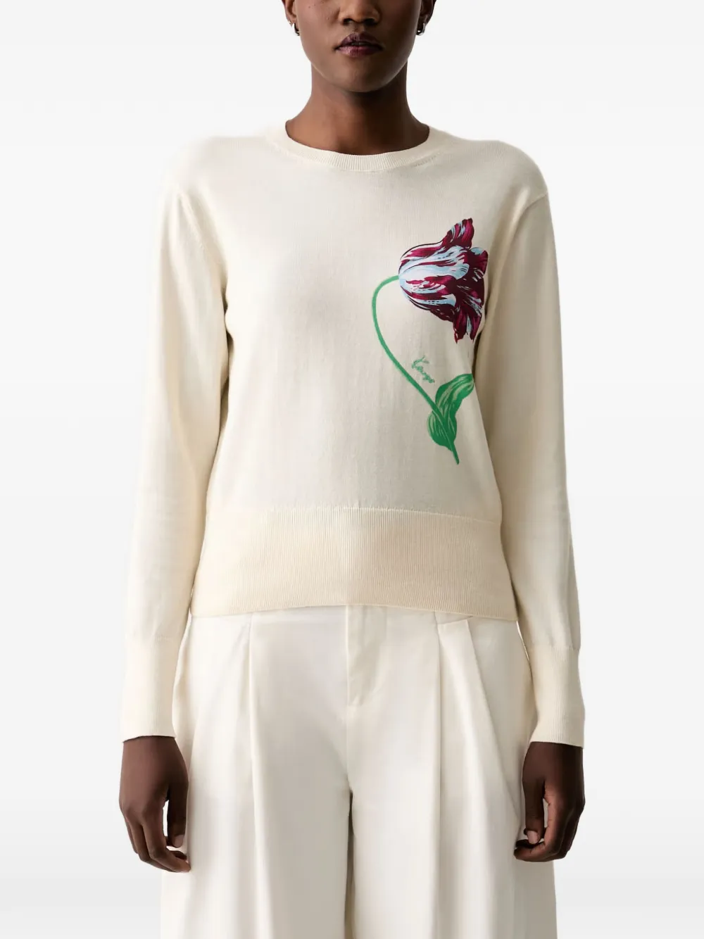 Kenzo floral-intarsia sweater - Toni neutri