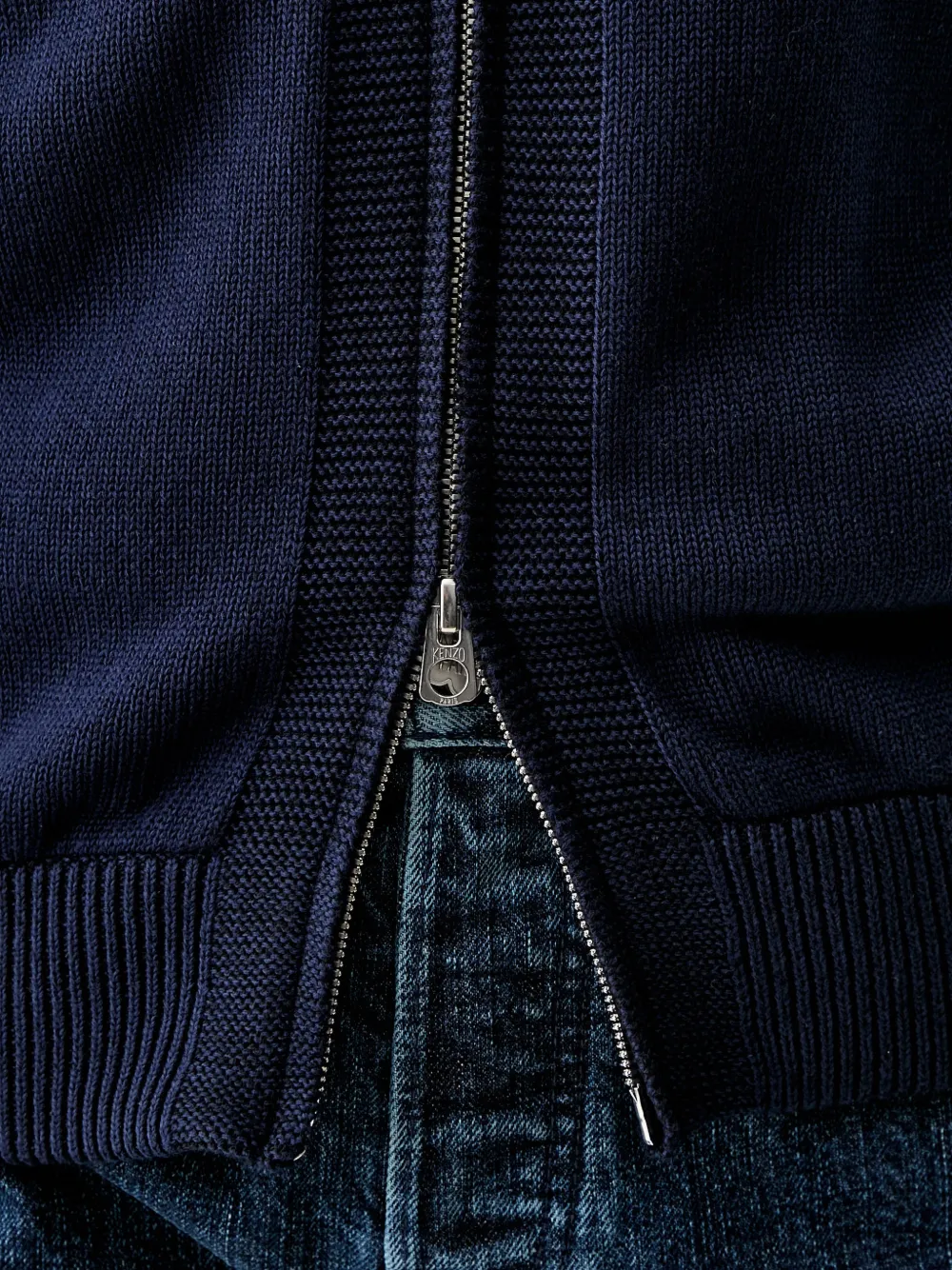 Kenzo Gebreide hoodie met textuur en rits Blauw