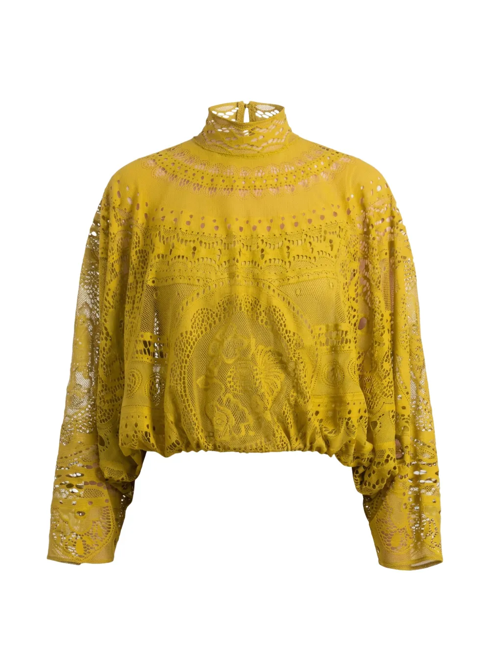 Gemy Maalouf guipure-lace high-neck top - Yellow