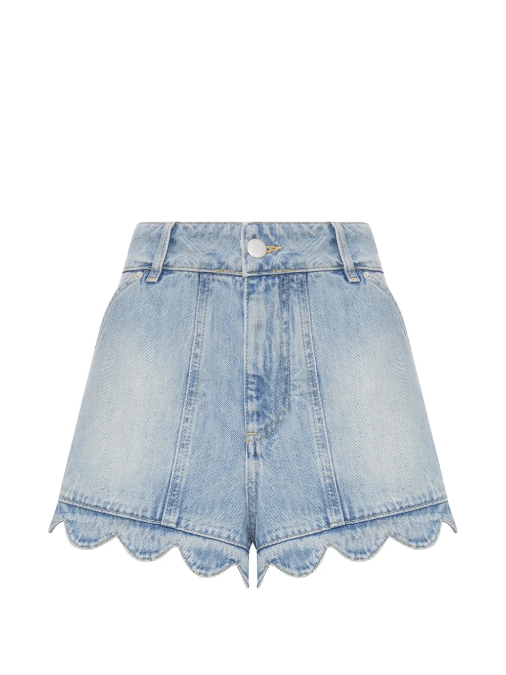 FARM Rio scalloped-edge denim shorts - Blue